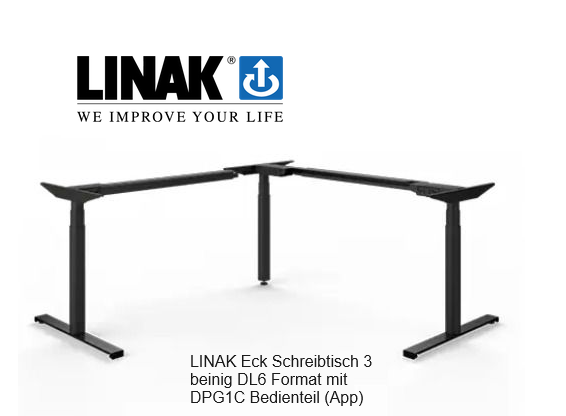 Linak Desk Frame 1 угловая рама для письменного стола на трёх ножках Kick & Click System алюминиевая