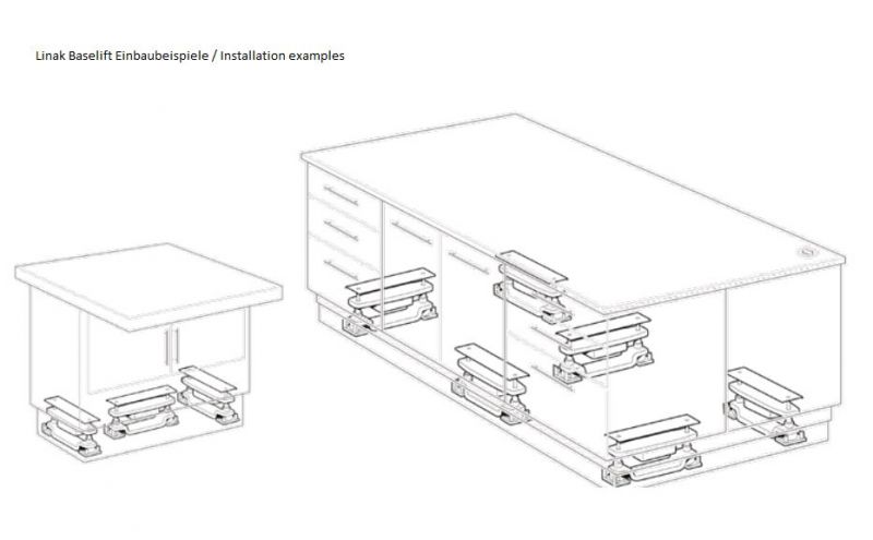 Linak Baselift height adjustment stroke 100 mm up to 1500 N in 14 mm/s ...