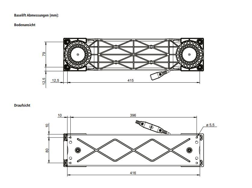 Linak Baselift 6er Set Höhenverstellung Hub 100 mm bis zu 9000 N in 14 ...