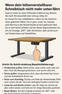If your height-adjustable desk no longer moves down, a reset almost ...
